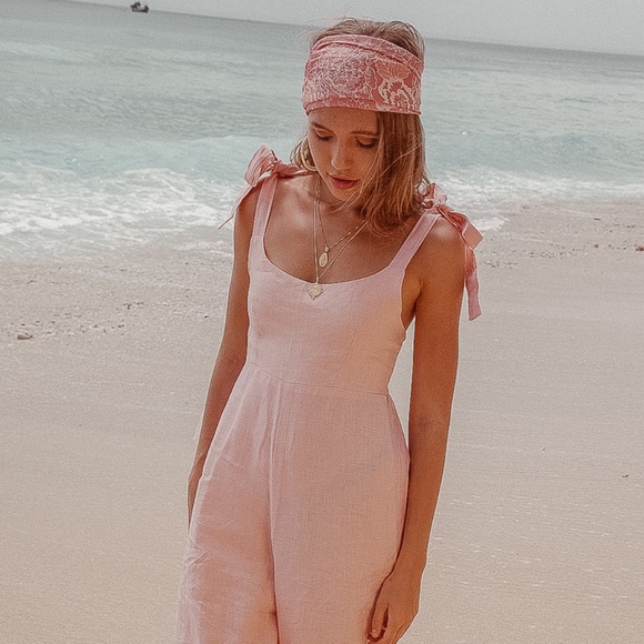 • Palm Collective • Bonnie Linen Jumpsuit in Pink - Picture 2 of 6